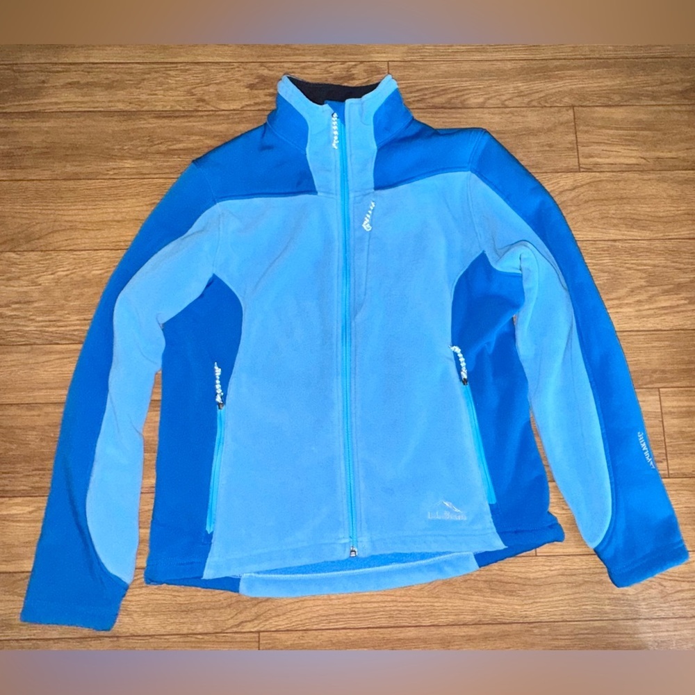 LL Bean Polartec Windsor fleece jacket blue zip up size medium